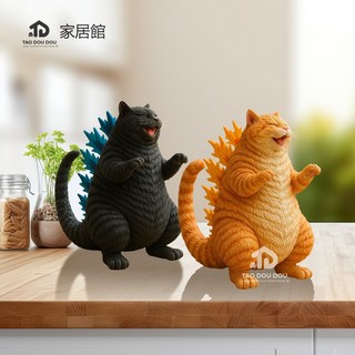 台灣優品 哥斯貓公仔迷你咆哮貓雕像 收藏樹脂貓擺件 家用辦公桌裝飾 情侶禮物, 黃色,8 cm