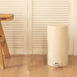 MYUMYU 沐慕家居 腳踏式垃圾桶 帶蓋垃圾桶 彈蓋垃圾桶 奶茶色垃圾桶 不鏽鋼垃圾桶