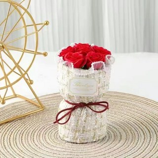 康乃馨花束 送媽媽 生日禮物 婆婆老師 長輩 實用手捧花 母親節 創意禮物, 1個, 紅色玫小香風5朵【單花束】