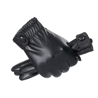 男士款PU皮手套 秋冬防風加絨防水保暖觸屏戶外騎車