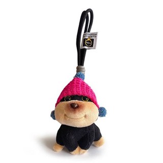 可愛蜜蜂小狗包包掛件女生毛絨公仔鑰匙扣玩偶小衆高級感書包掛飾, 玫紅帽子蜜蜂狗, 1個