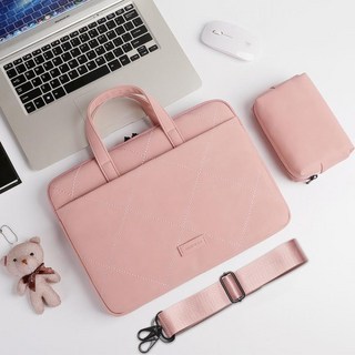 보관 가방 세이프가드 다용도 태블릿 수납함 노트북 핸드폰, 1개, 핑크 숄더 스트랩 곰포함 +전원 케이스