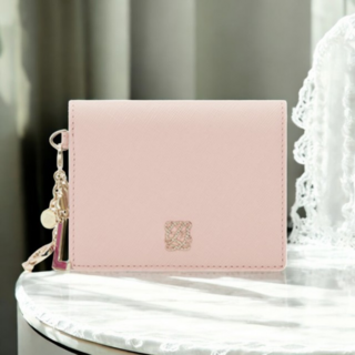 백화점정품 루이까또즈 여성 소가죽 반지갑 참장식 핑크 미니 지갑 여자 선물 추천 중지갑