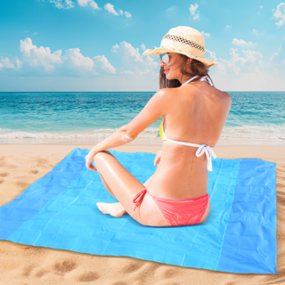 야외 방수 피크닉 매트 해변 겸용 모래 방지 휴대용, 푸른 색