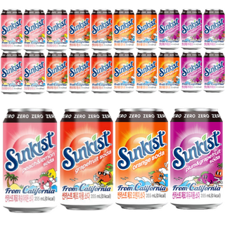 썬키스트 제로칼로리 4종 뚱캔 355ml 24캔(제로 오렌지 제로자몽 제로 자두자몽 제로 복숭아레몬), 24개