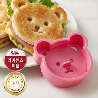 르테크 귀여운 곰돌이 샌드위치 틀 식빵 커터, 1개, 분홍