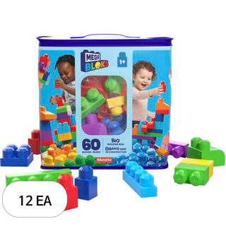 메가블럭 빅 빌딩 백 블록 60ps, 블루, 12세트