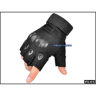 野戰搖滾 美軍戰術攻擊半指手套 黑色/綠色/沙色 射擊手套 騎車手套 登山手套 硬殼格鬥勤務特警手套, 黑色,L, 1個