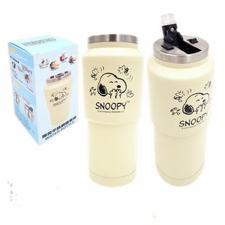 菲比尋常 正版授權史努比彈扣不鏽鋼吸管杯 400ML, 1個