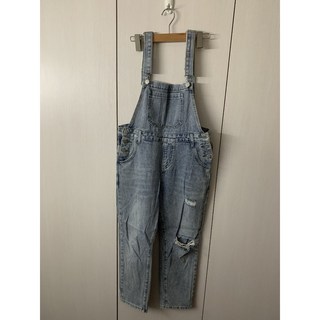 全新側排釦牛仔吊帶長褲，時尚丹寧，舒適百搭，修身顯瘦，個性側排釦設計