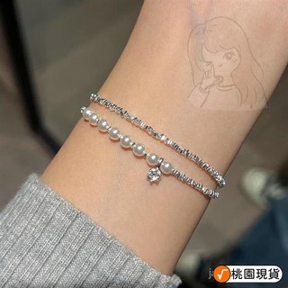桃園出貨 s925純銀碎銀珍珠手鏈女款簡約冷淡風手串輕奢小衆手飾送女友閨蜜