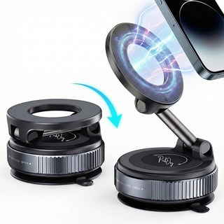 픽커리 360도 회전 맥세이프 흡착식 차량 핸드폰 거치대, 블랙, 1개