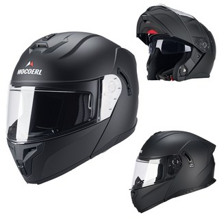 MOCOERL 초경량 시스템 풀페이스 오토바이헬멧 바이크용 헬멧, 블랙