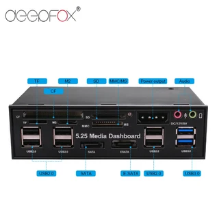DeepFox 대시보드 카드 리더기 5.25인치 USB 2.0 eSATA 전면 ODD 베이, 01 빨간