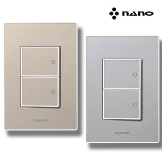 나노 모노 전등스위치 2구, 8P+8P, 나노 모노시리즈 골드화이트, 1개
