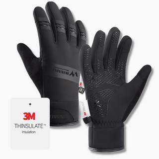 윈어블 3M 신슐레이트 충전제 사용 겨울 방한 스키 보드 캠핑 장갑 스마트폰 터치 글러브, 블랙, 1개