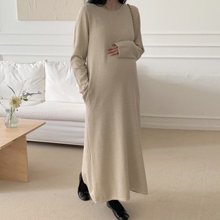 [당일출고] 수엠W 임부 니트 롱원피스 겨울 임산부 데일리룩 외출룩 원피스 B065 퓨어니트ops