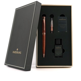 데일리랑 천연 원목 우드 만년필 고급 선물세트 EF/F펜촉 2종 카트리지 잉크 포함, 만년필 세트