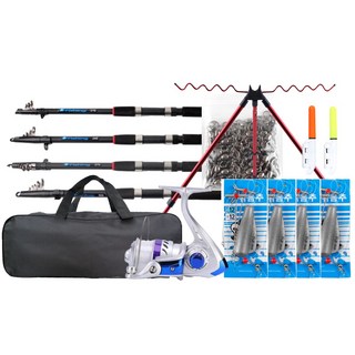 999피싱 초보 탈출 바다 원투 낚시대 8종 세트 입문용 중급 낚시, 블랙