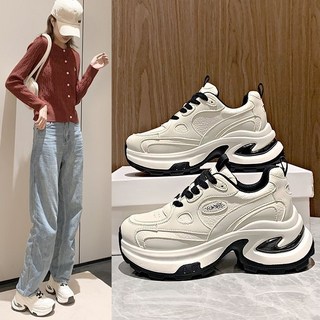 爆款百搭厚底老爹鞋女小個子增高2025春季新款鬆糕休閒運動阿甘鞋