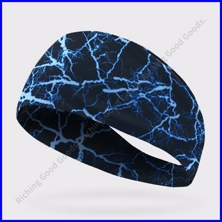 運動吸汗髮帶頭巾：透氣排汗、彈性止滑運動頭帶 男女通用, 閃電藍, 1個