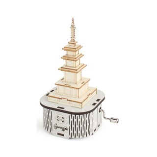 영공방 DIY 회전 우드 오르골 크리스마스 선물 석가탑 다보탑 첨성대 근정전 멜로디박스, 경주 다보탑
