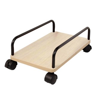 BuyJM 電腦主機架 淺橡木色 附煞車輪 木質移動式主機置物架, 1個