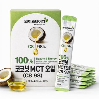 와이즈네이처 100% 코코넛 MCT오일 (C8 98), 12개, 10ml