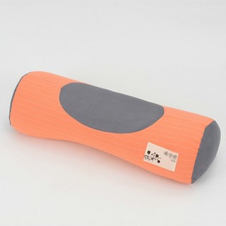 사계절 휴대용 낮잠 경추베개 양면 스트라이프 원형 메밀 베개, 1개, 오렌지