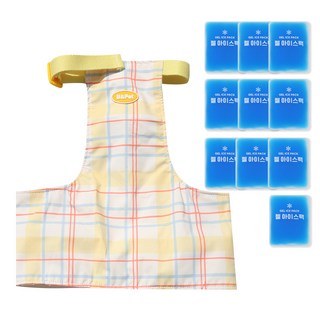 유앤펫 강아지 체크 아이스팩 포켓 여름 쿨조끼 중형견 대형견, 옐로우체크(아이스팩10개), 1개