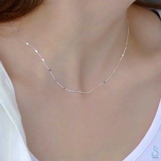 SUMMER 銀飾 925純銀 雪之戀閃片鏈 簡約時尚 純銀項鍊 提升您的優雅氣質