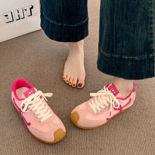 粉紅色德訓鞋女2025新款爆款夏季超火厚底阿甘鞋子輕便休閒運動鞋