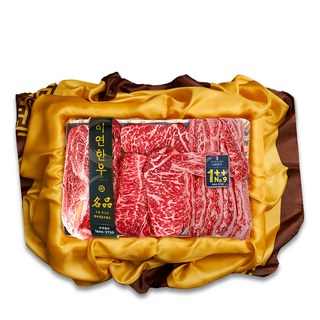 이연한우 1++ 투뿔 구이용 한우선물세트 별세트(등심+채끝+갈비살), 1개, 1.4kg