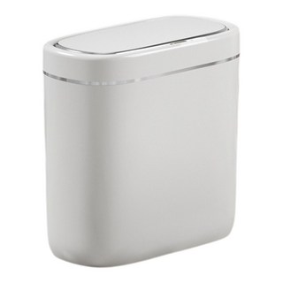窄型智能自動掀蓋垃圾桶, 白色