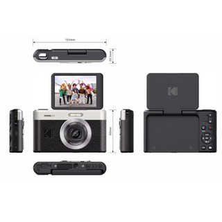 柯達 Kodak PIXPRO C1 數位相機 - 翻轉螢幕 內建閃光燈 超薄隨身機 文青復古平輸, 1個, 經典黑 (標配)
