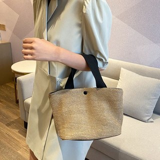 밀짚 버튼 토트백 두가지색상 라탄백 가벼운가방