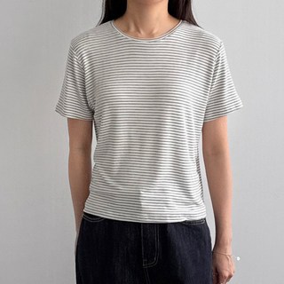 찰랑 레이온 스트라이프 반팔 티셔츠