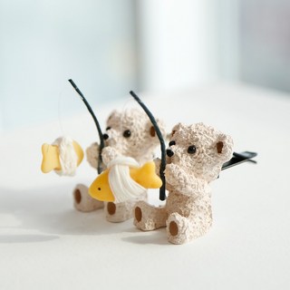 리본포장무료 액막이 북어 행운을 낚는 베어 차량용석고방향제 새차선물 차고사 송풍구 가로세로가능, 화이트코튼, 1개