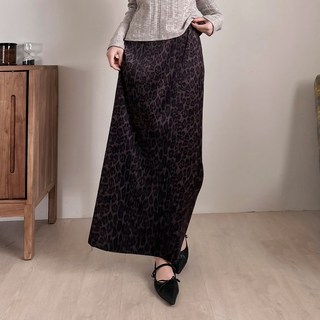 Olli kids立體直壓紋腰鬆緊豹紋長裙 兩色可選【A05250099】