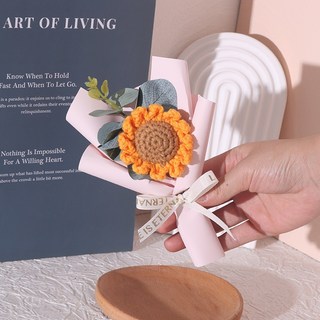 向日葵編織花束 迷你花束 畢業禮物, 粉色系-向日葵, 1個