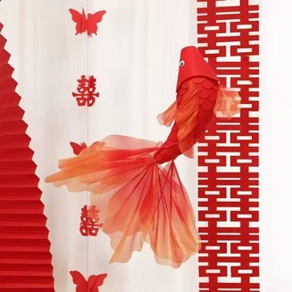 台灣*出貨 原创锦鲤国潮新年商场店铺节日氛围装吊饰手工创意场景艺术装置, 45公分成品錦鯉【1個】