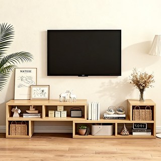 심플 티비 거실장 다용도 tv 서랍장 확장형 수납장, 원목색