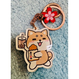 柴語錄 柴犬 珍奶雞排造型 壓克力鑰匙圈, 1個