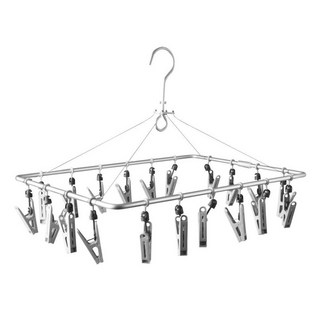 小閨祕 鋁合金立體曬衣架 立體防風曬衣夾 晾衣曬襪多功能衣夾, 1個, 20夾