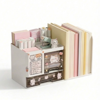 투원 데스크정리 책꽂이 책상 연필 책 정리함 서랍 수납, 화이트, 1개