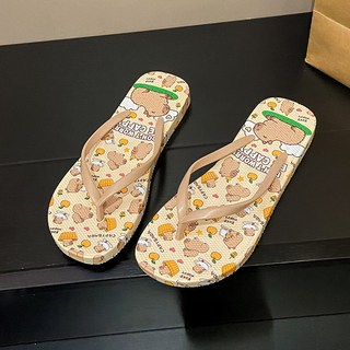 女士夏季夾腳拖鞋，防滑室外沙灘涼鞋，2025新款外穿涼拖鞋, 卡皮巴拉卡其色,40/41