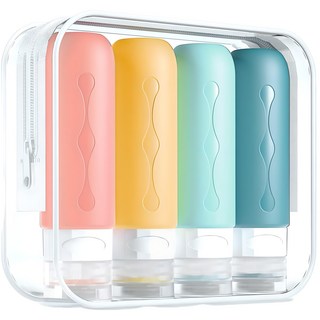 클리커스 새지않는 실리콘 트래블 보틀 여행용 공병 90ml 4P, 혼합색상, 1세트