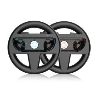 스위치 2 용 2pcs 스티어링 휠 핸들 컨트롤러 게임 레이싱 마리오 카트/JOYCON 액세서리, 02 Black