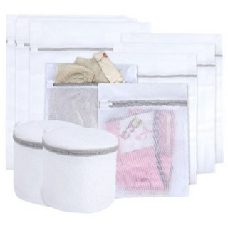 Axis 艾克思 實用防滑拉鍊方形三明治內衣細密網洗衣袋10件組, 1組, 白色