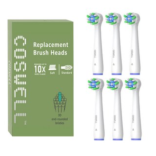 COSWELL 歐樂B 電動牙刷刷頭 適用P/PRO/D系列 3D圓頭 深層清潔型, 1個, 6個裝